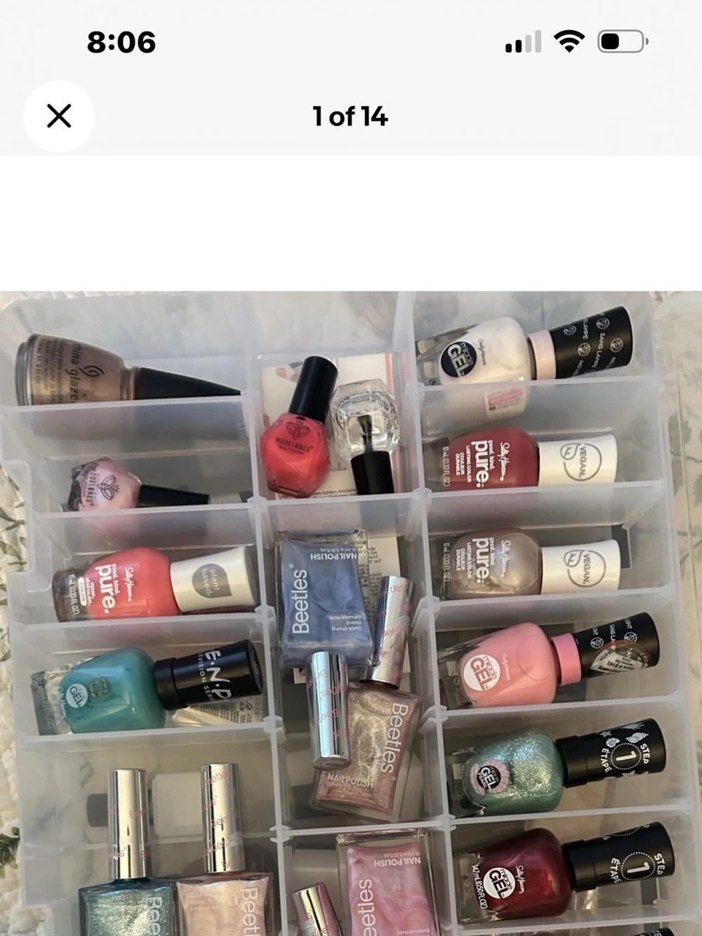 Nail Polish Assortment with Clear Organizer - Multiple Colors bottles NEW